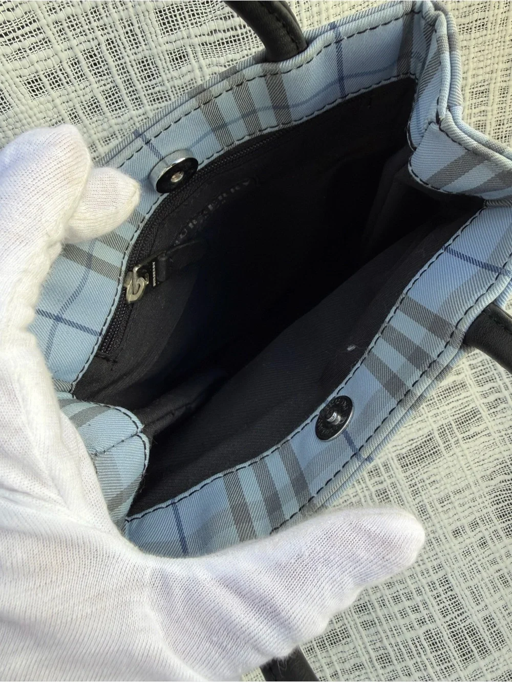 Burberry light blue Nova Check Mini Tote - Picture 8 of 14